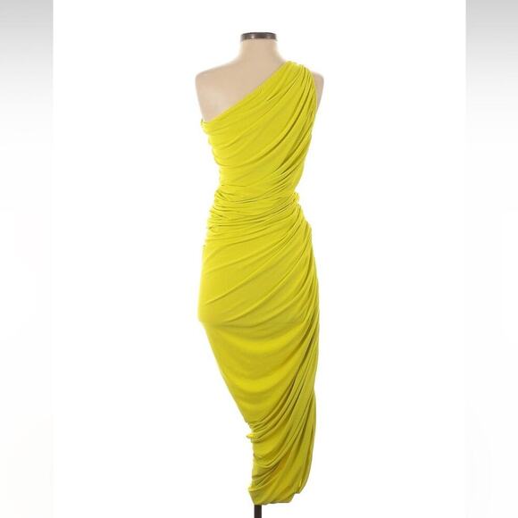Norma Kamali One Shoulder Dress in Lime Green - Picture 4 of 6